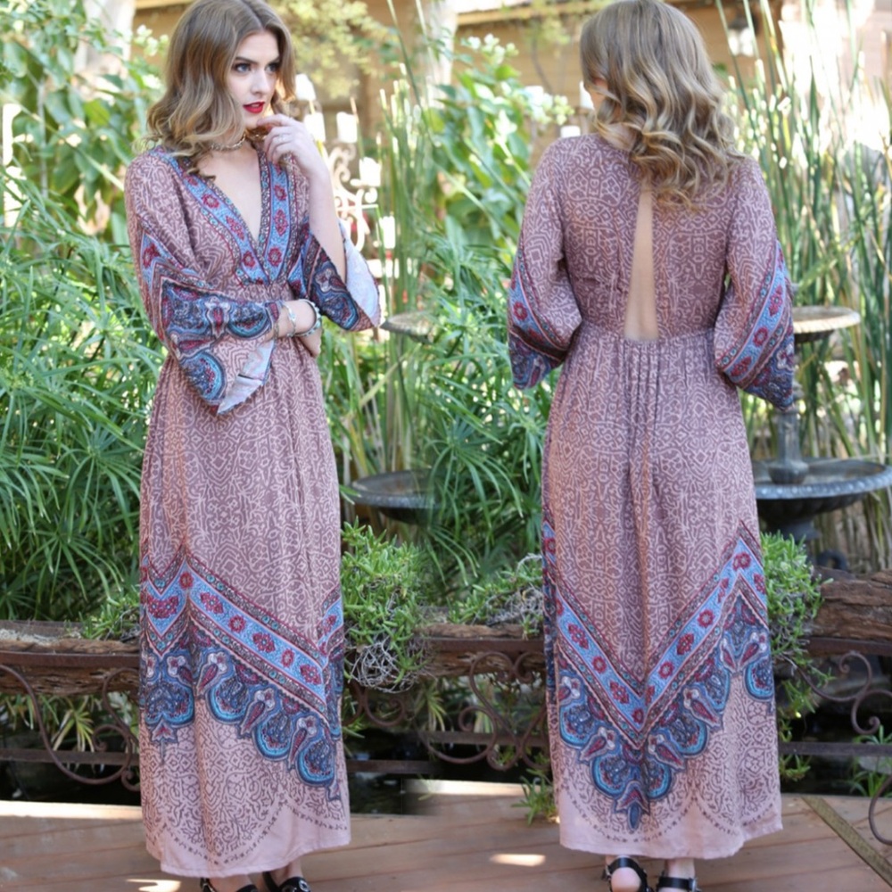 Elegant Paisley Maxi Dress